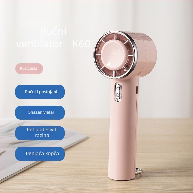 Novi poluvodički rashladni ručni ventilator s kompresijom leda, prijenosni planinarski viseći ventilator s kopčom, 5 brzina, veliki stolni ventilator na vjetar