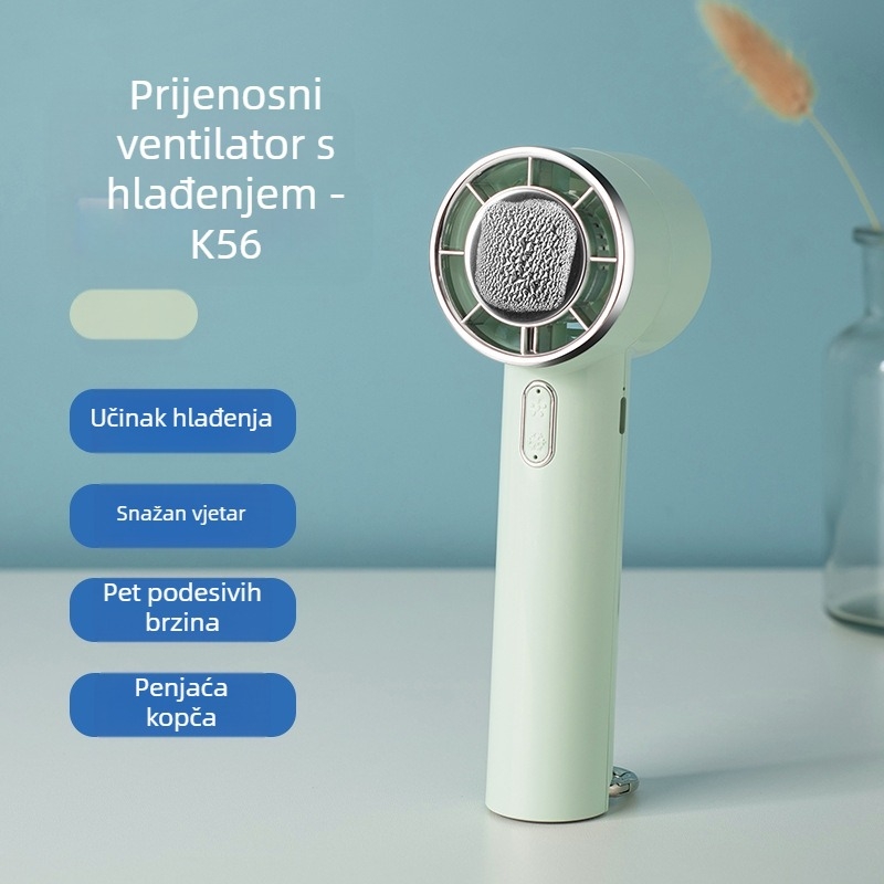 Novi poluvodički rashladni ručni ventilator s kompresijom leda, prijenosni planinarski viseći ventilator s kopčom, 5 brzina, veliki stolni ventilator na vjetar