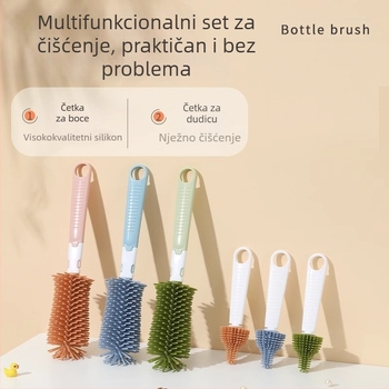 Silikonska četka za dječje bočice, četka za bradavice, četka za usisnu cijev, rotirajuća četka za bočice, četka za čišćenje