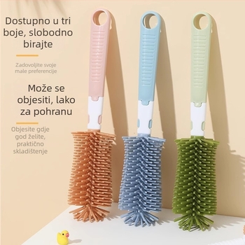 Silikonska četka za dječje bočice, četka za bradavice, četka za usisnu cijev, rotirajuća četka za bočice, četka za čišćenje