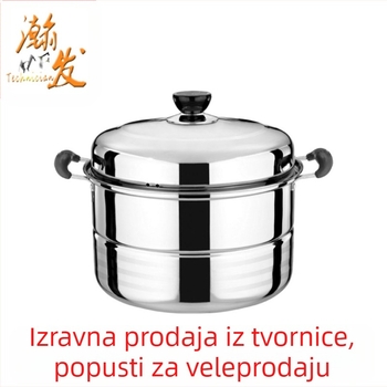 Samoprodajni parni lonac od nehrđajućeg čelika 28 cm, višeslojni parni lonac za juhu s dvostrukom rešetkom, lonac od nehrđajućeg čelika, poklon veleprodaja