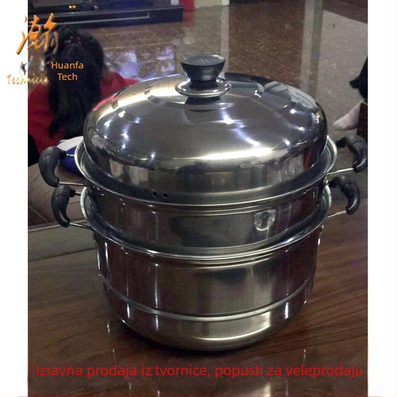 Samoprodajni parni lonac od nehrđajućeg čelika 28 cm, višeslojni parni lonac za juhu s dvostrukom rešetkom, lonac od nehrđajućeg čelika, poklon veleprodaja