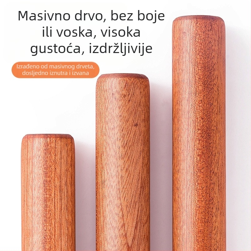 Masivna drvena valjka za pečenje, produžena kora za knedle, posebna šipka za pečenje, tlačna igla, valjka za kućanske rezance