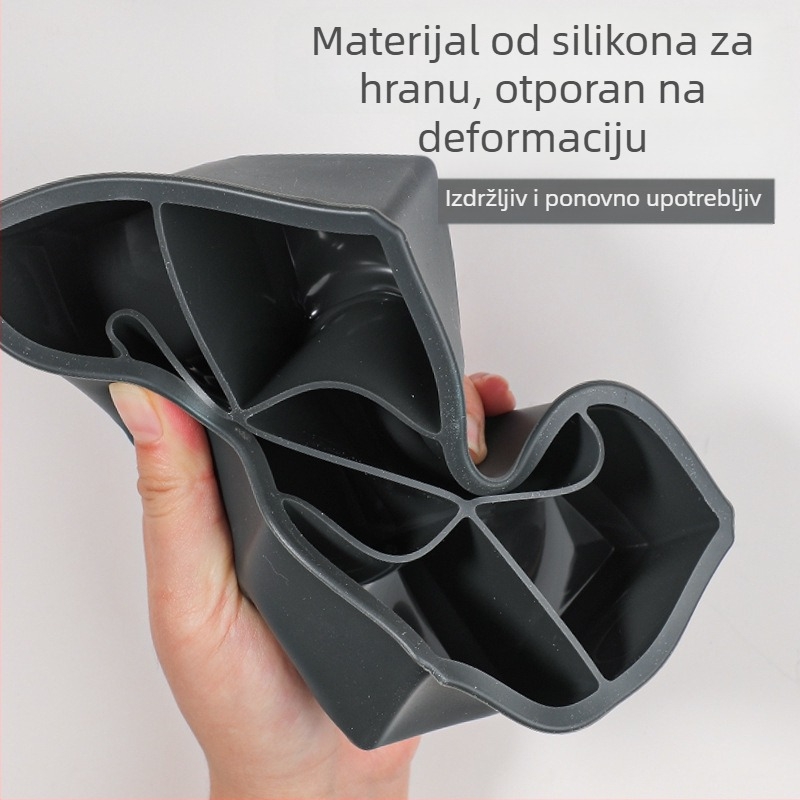 Fcm kalup za led, mekani silikonski kalup za kockice leda sa 6 rešetki i poklopcem, kutija za pravljenje leda otporna na mirise, 5 cm, silikon prehrambene kvalitete