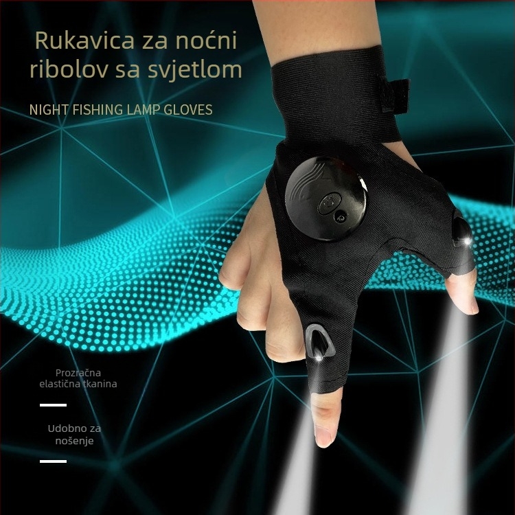 LED svjetiljka svjetleće ribolovne rukavice prozračne vanjske pola prsta rasvjeta za prste proizvođači svjetla za prste amazon veleprodaja
