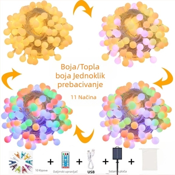 Nova solarna matirana kuglasta lampa, niz, vanjska kamperska vodootporna antifriz atmosferska lampa, ukras za dvorište, lampa za beskonačnu promjenu boje