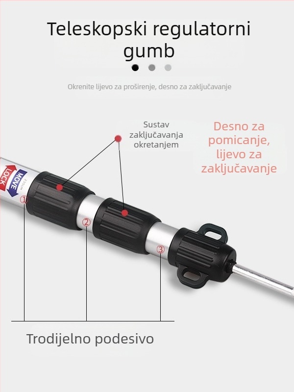 Vanjski teleskopski stup za nadstrešnicu od aluminijske legure 2,3 m-3 m, podesivi nosač za vrata šatora s 3 dijela, prijenosni nosač