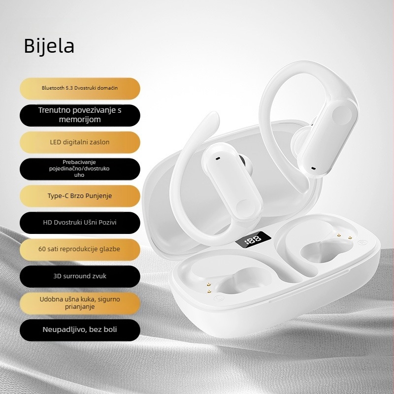 Yf-8 Vanjskotrgovinske prekogranične Tws Bluetooth slušalice s kukom za uši, bežične slušalice bez uha, dvostruke, sportske, za trčanje, dugotrajno trajanje baterije