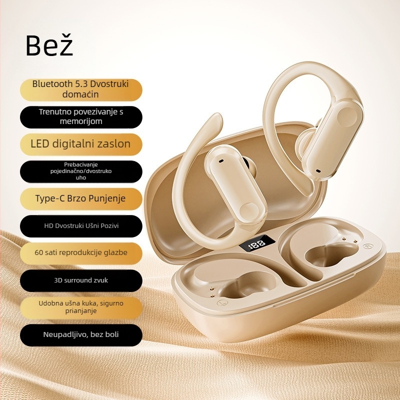 Yf-8 Vanjskotrgovinske prekogranične Tws Bluetooth slušalice s kukom za uši, bežične slušalice bez uha, dvostruke, sportske, za trčanje, dugotrajno trajanje baterije