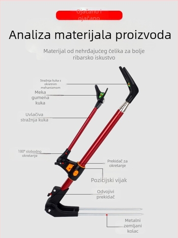 Uzemljenje od nehrđajućeg čelika, nosač za štap za pecanje, nosač za dvostruku upotrebu, kutija za pecanje, stalak za ribolovnu stolicu, štap, ruka, okvir za podršku štapa, veleprodaja
