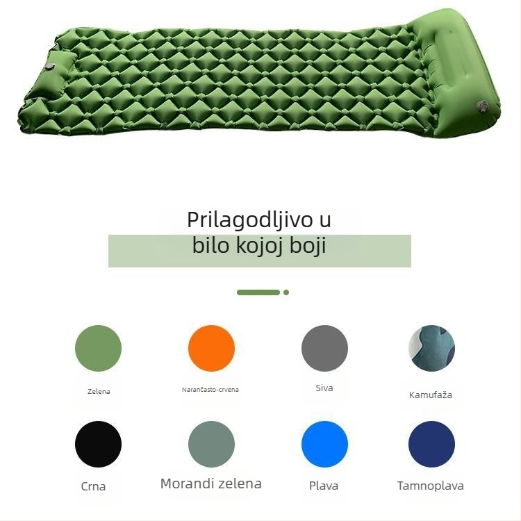 Tvornička prostirka za napuhavanje, vanjski automatski krevet na napuhavanje, kampiranje, kampiranje za stopala, prostirka za spavanje, otporna na vlagu, šator za prostirku