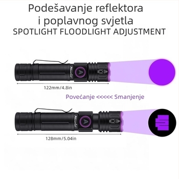 Teleskopska Zoom 395 Ultraljubičasta Svjetiljka UV Ljubičasto Svjetlo Dim Vino Identifikacija 365nm Fluorescentna Detekcija SV85