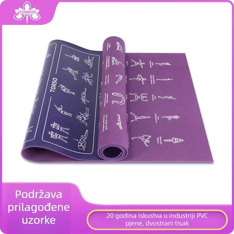 PVC muška fitness prostirka, neklizajuća prostirka za jogu, proizvođači prekograničnih sportskih kućnih gumenih prostirki za profesionalni trening