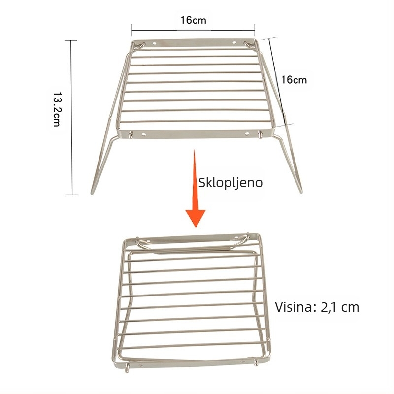 Praktični sklopivi roštilj, višenamjenski stalak za kuhanje od nehrđajućeg čelika, držač za štednjak, mrežasti stalak za roštilj, stalak za kampiranje