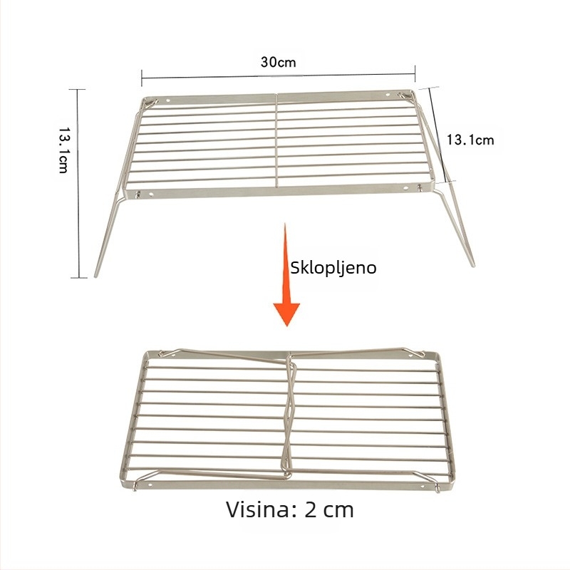 Praktični sklopivi roštilj, višenamjenski stalak za kuhanje od nehrđajućeg čelika, držač za štednjak, mrežasti stalak za roštilj, stalak za kampiranje