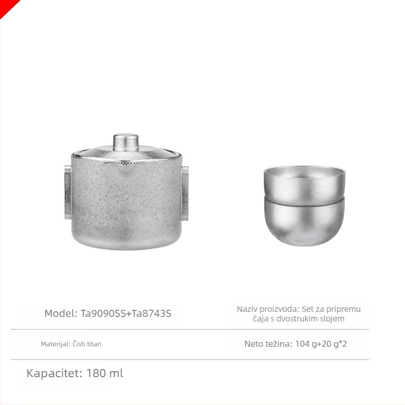 Vanjski aparat za čaj od čistog titana, dvostruka titanska ekspresna šalica, set za kampiranje i putovanje, prijenosni i lagani čajnik za kung fu čaj