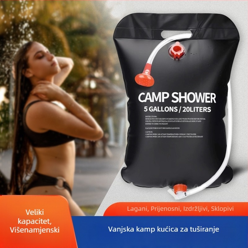 Vanjska solarna vreća za vodu, prijenosna vreća za toplu vodu za kampiranje, putna vreća za kampiranje velikog kapaciteta, sklopiva vreća za pohranu vode