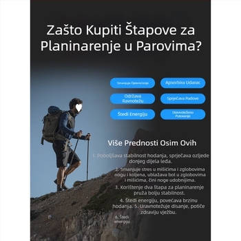 Planinarski štap od karbona, teleskopski sklopivi štap, profesionalna oprema za planinarenje na otvorenom, protuklizna štaka