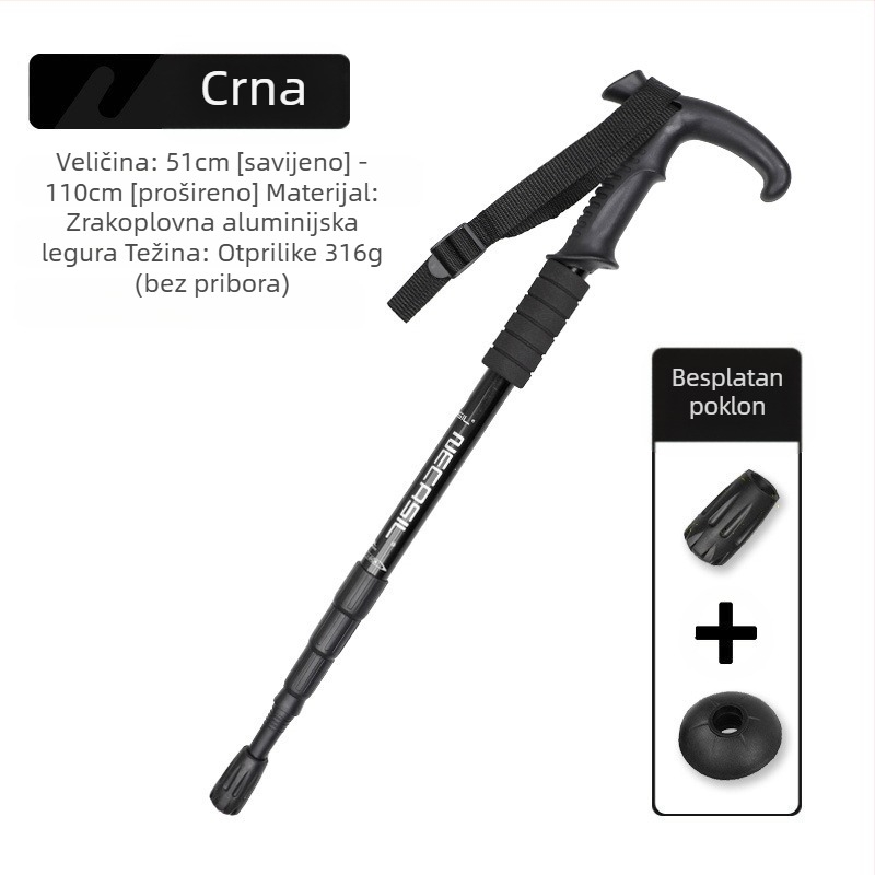 Planinarski štap od karbona, teleskopski sklopivi štap, profesionalna oprema za planinarenje na otvorenom, protuklizna štaka