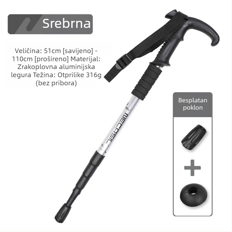 Planinarski štap od karbona, teleskopski sklopivi štap, profesionalna oprema za planinarenje na otvorenom, protuklizna štaka