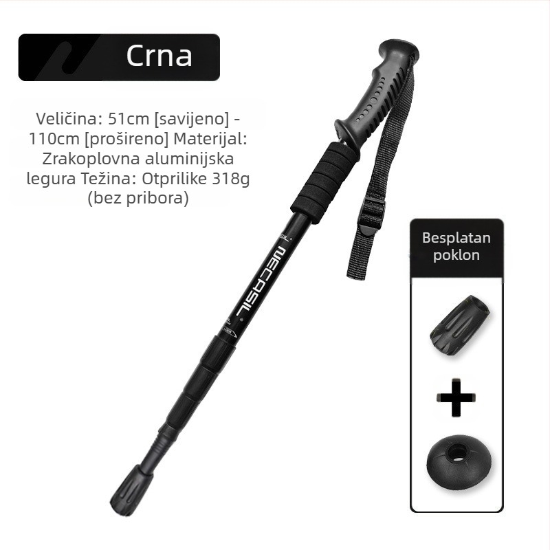 Planinarski štap od karbona, teleskopski sklopivi štap, profesionalna oprema za planinarenje na otvorenom, protuklizna štaka