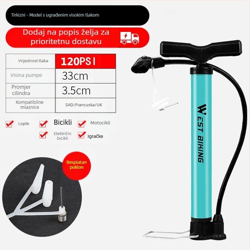 West Rider visokotlačna pumpa za brdski bicikl, kućni prijenosni automobil, košarka, baterijska pumpa za automobil i motocikl