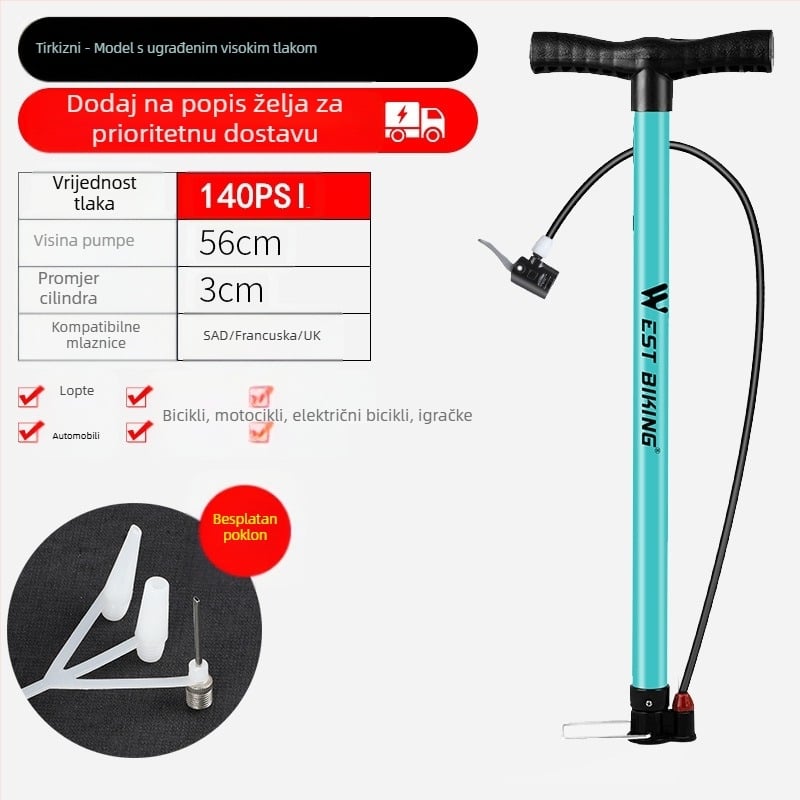 West Rider visokotlačna pumpa za brdski bicikl, kućni prijenosni automobil, košarka, baterijska pumpa za automobil i motocikl