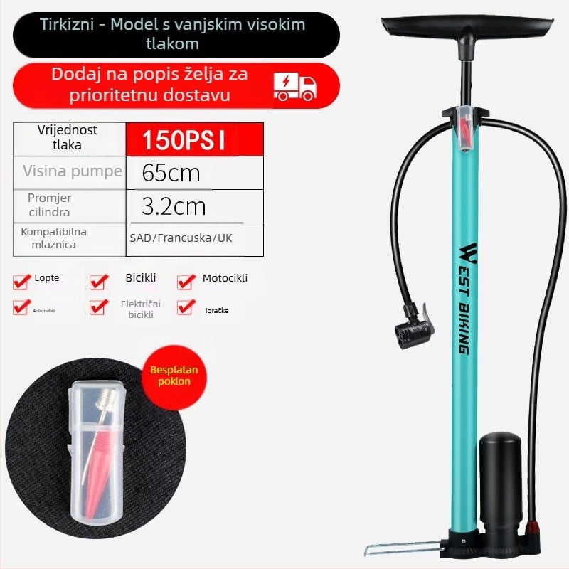 West Rider visokotlačna pumpa za brdski bicikl, kućni prijenosni automobil, košarka, baterijska pumpa za automobil i motocikl
