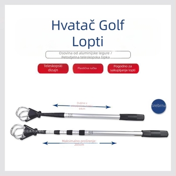 Berač loptica za golf, berač loptica s pet dijelova, uvlačivi berač loptica od aluminijske legure, pribor za golf, 3 boje