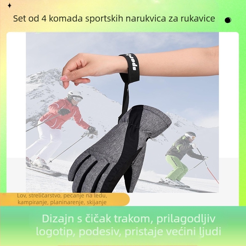 Amazon sportske zimske skijaške rukavice od 4 dijela s elastičnim remenom za zglob za muškarce i žene, viseće rukavice za vanjsku upotrebu, pribor