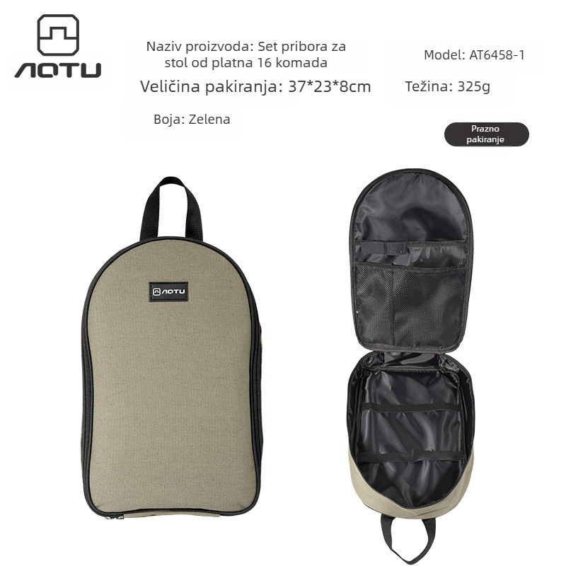 Set pribora za jelo za vanjsku upotrebu, oprema za kampiranje, prijenosna torba za pohranu, posuđe, pribor za jelo za piknik, prazna torba za kampiranje