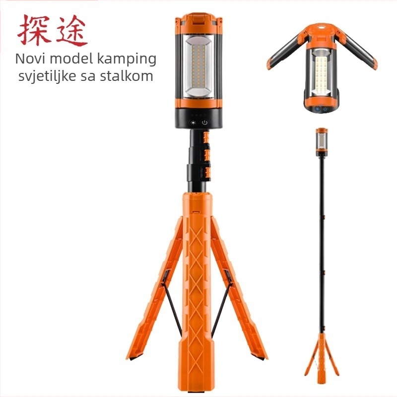 Nova trostrana svjetiljka s nosačem od 1,8 m, snažno svjetlo, punjenje, kampersko svjetlo, vanjsko, dugotrajno, radno svjetlo u hitnim slučajevima