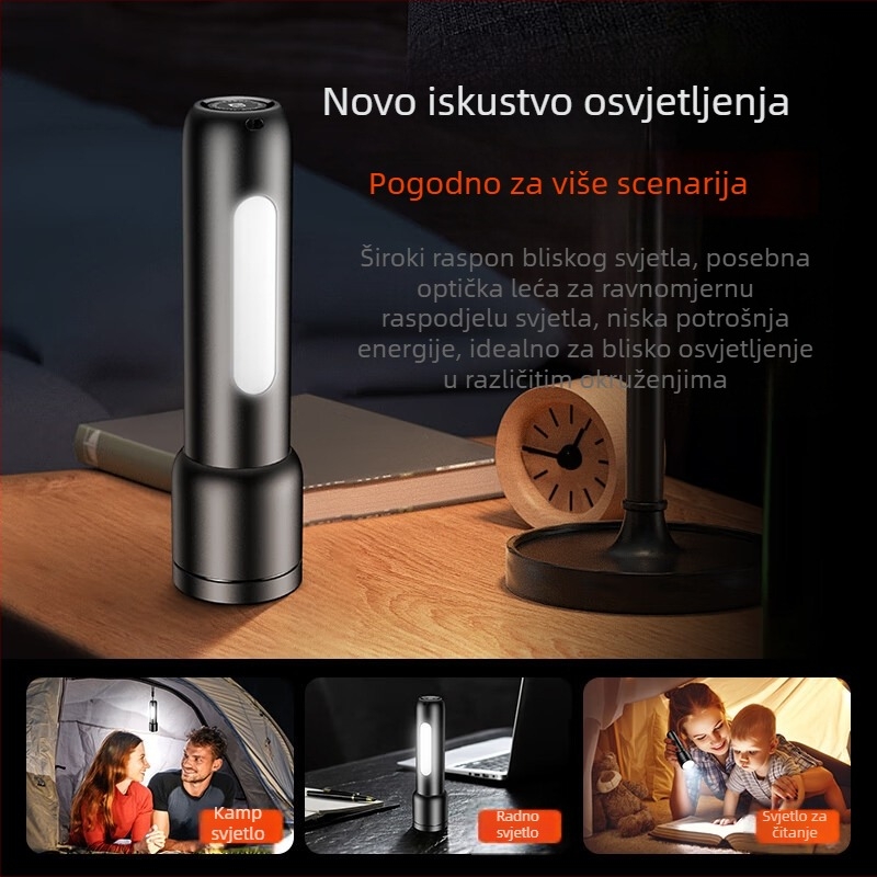 Philipsova jaka, super svijetla, teleskopska zum svjetiljka od ABS materijala s bočnim svjetlima, vanjska, dugog dometa, prijenosna