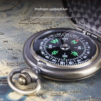 Džepni sat s kompasom za van, visokoprecizni višenamjenski studentski točan vodootporni instrument za sportski automobil s sjevernim kompasom
