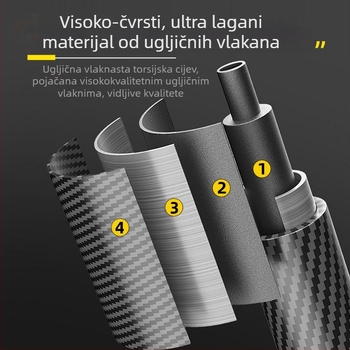Kuangtu štap za penjanje od karbonskih vlakana, teleskopska štaka s tri dijela za muškarce i žene, oprema za planinarenje na otvorenom, ultra lagana štaka bez klizanja