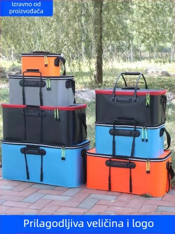 Prijenosna kanta za ribu s poklopcem, pumpa za kisik, EVA zadebljana kanta za ribolov, kutija za živu ribu, sklopiva prijenosna kanta za živu ribu za ribolov u divljini