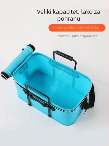 Prijenosna kanta za ribu s poklopcem, pumpa za kisik, EVA zadebljana kanta za ribolov, kutija za živu ribu, sklopiva prijenosna kanta za živu ribu za ribolov u divljini