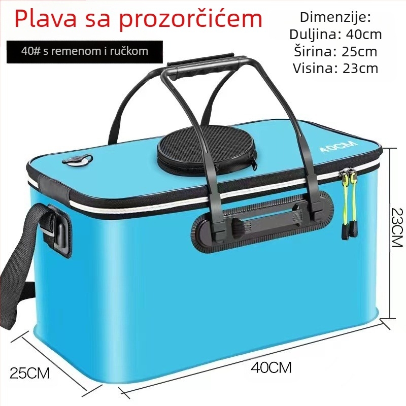 Prijenosna kanta za ribu s poklopcem, pumpa za kisik, EVA zadebljana kanta za ribolov, kutija za živu ribu, sklopiva prijenosna kanta za živu ribu za ribolov u divljini