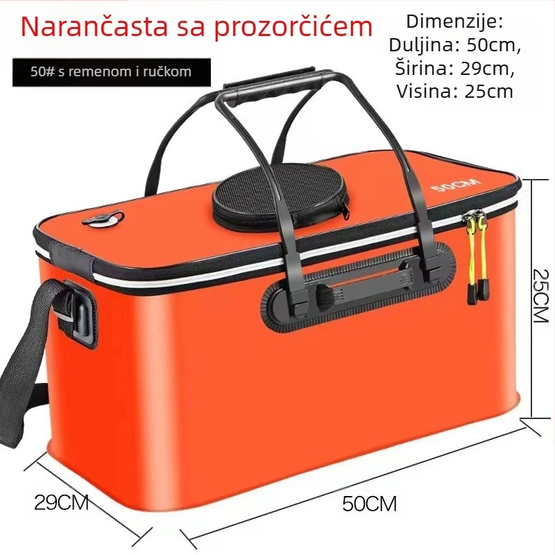 Prijenosna kanta za ribu s poklopcem, pumpa za kisik, EVA zadebljana kanta za ribolov, kutija za živu ribu, sklopiva prijenosna kanta za živu ribu za ribolov u divljini