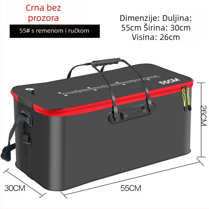 Prijenosna kanta za ribu s poklopcem, pumpa za kisik, EVA zadebljana kanta za ribolov, kutija za živu ribu, sklopiva prijenosna kanta za živu ribu za ribolov u divljini