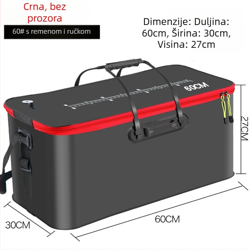 Prijenosna kanta za ribu s poklopcem, pumpa za kisik, EVA zadebljana kanta za ribolov, kutija za živu ribu, sklopiva prijenosna kanta za živu ribu za ribolov u divljini