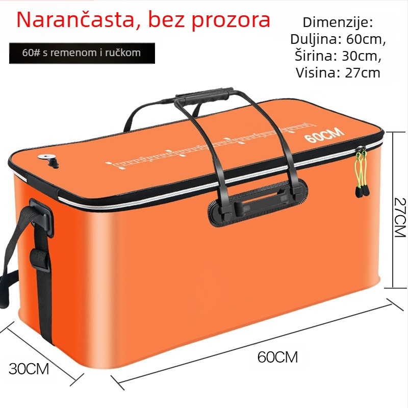 Prijenosna kanta za ribu s poklopcem, pumpa za kisik, EVA zadebljana kanta za ribolov, kutija za živu ribu, sklopiva prijenosna kanta za živu ribu za ribolov u divljini