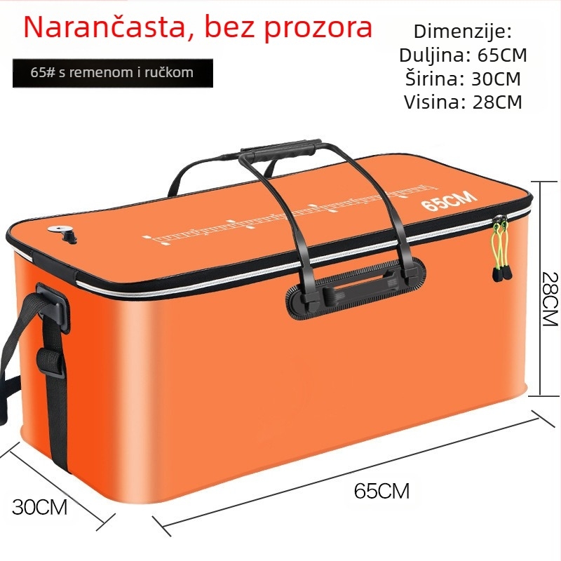Prijenosna kanta za ribu s poklopcem, pumpa za kisik, EVA zadebljana kanta za ribolov, kutija za živu ribu, sklopiva prijenosna kanta za živu ribu za ribolov u divljini