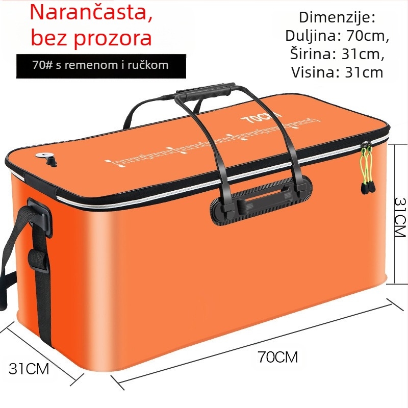 Prijenosna kanta za ribu s poklopcem, pumpa za kisik, EVA zadebljana kanta za ribolov, kutija za živu ribu, sklopiva prijenosna kanta za živu ribu za ribolov u divljini