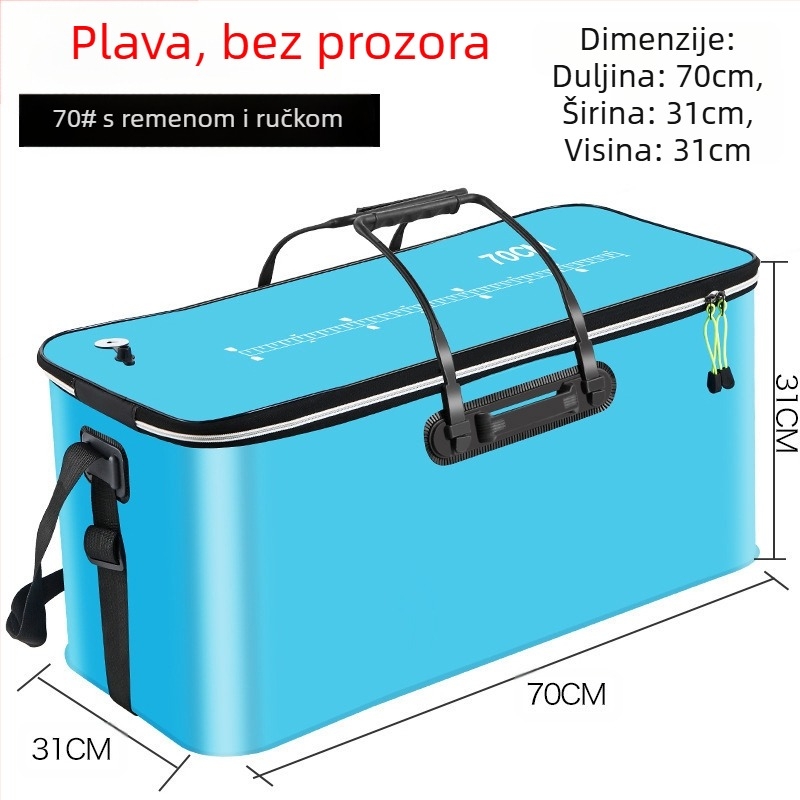 Prijenosna kanta za ribu s poklopcem, pumpa za kisik, EVA zadebljana kanta za ribolov, kutija za živu ribu, sklopiva prijenosna kanta za živu ribu za ribolov u divljini