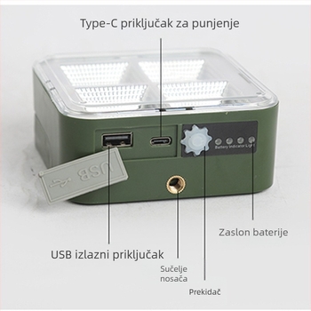 Solarna radna lampa za vanjsku trgovinu, prijenosna lampa, višenamjenska vanjska rasvjeta, kampiranje, lampa za kampiranje, višenamjensko punjenje