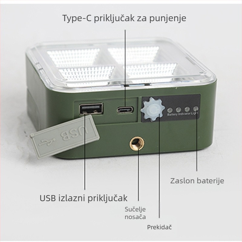 Solarna radna lampa za vanjsku trgovinu, prijenosna lampa, višenamjenska vanjska rasvjeta, kampiranje, lampa za kampiranje, višenamjensko punjenje
