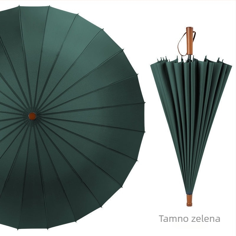 24-kosni kišobran s automatskim dvostrukim kukom i ravnom šipkom, veleprodaja sunčanog kišobrana, prilagođenog reklamnog kišobrana, otpornog na vjetar, poslovnog kišobrana s dugom ručkom