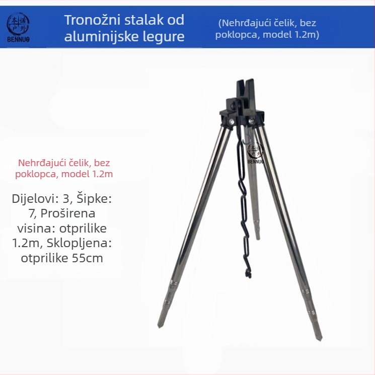 Nosač za morski štap za ribolov od aluminijske legure, umetnut u zemlju, trokutasti nosač, teleskopski štap za bacanje dugog dometa, tronožac za morski štap za vanjski ribolov