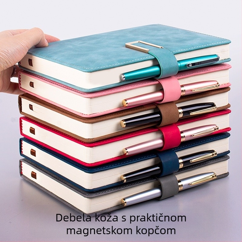 Bilježnica od debele kože s kopčom, poslovni ljudi, jednostavni studenti, 5, knjiga za evidenciju sastanaka